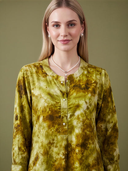 Mustard Printed Rayon Kurta Set For Women Wholesale Manufacturer
