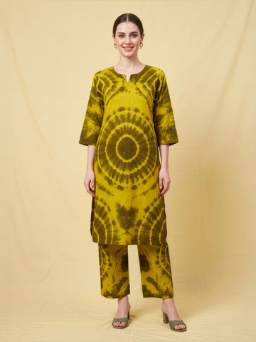 Mustard Printed Pure Cotton Kurta Set Wholesale Manufacturer India