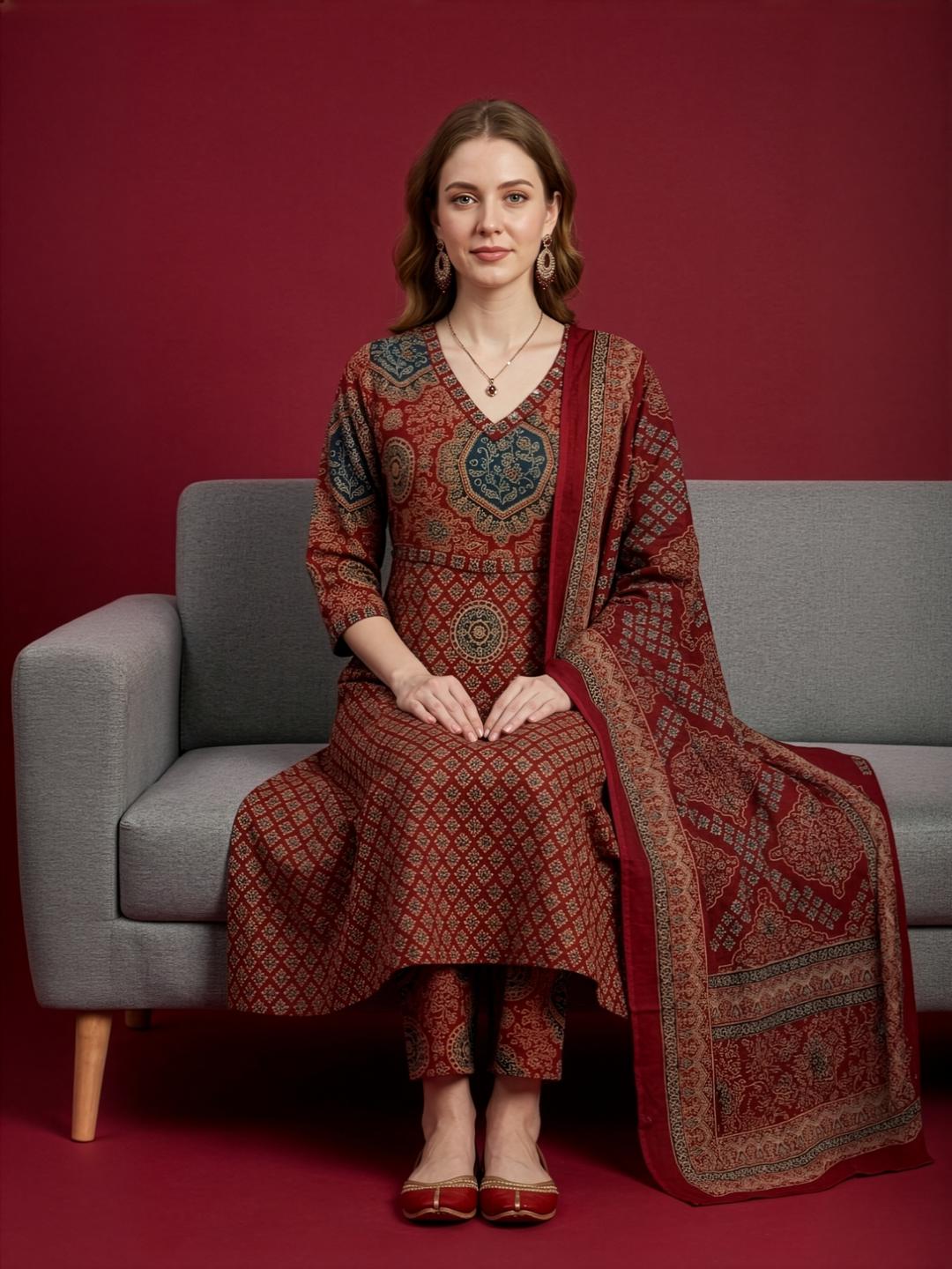Indian Ethnic Wear Printed Cotton Kurta Set Manufacturer India