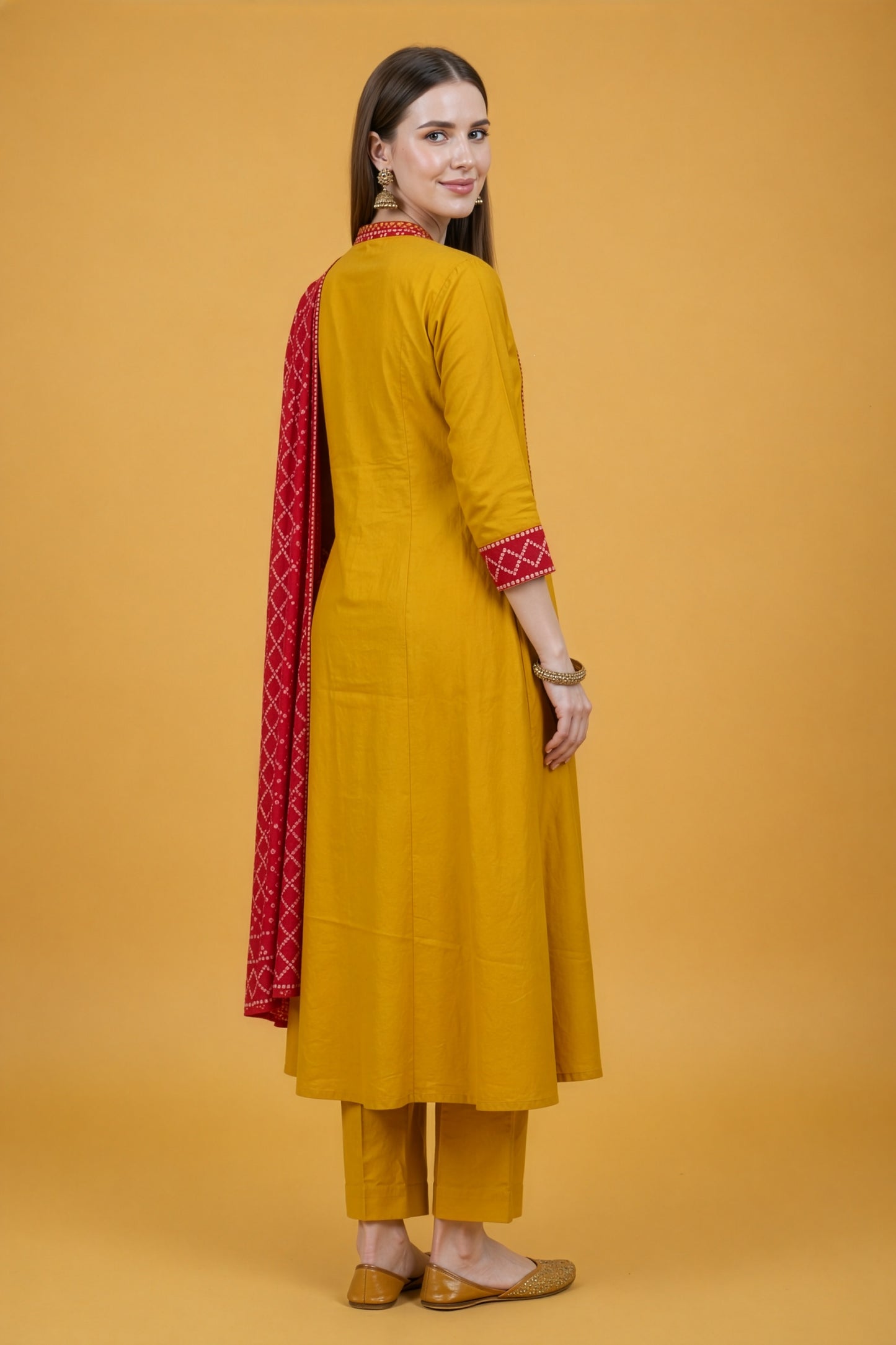 Mustard Cotton Dupatta Set Wholesale Women Wear Manufacturer