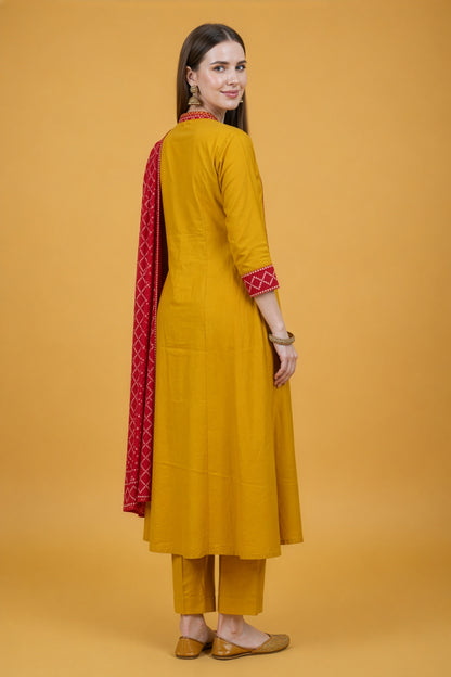 Mustard Cotton Dupatta Set Wholesale Women Wear Manufacturer