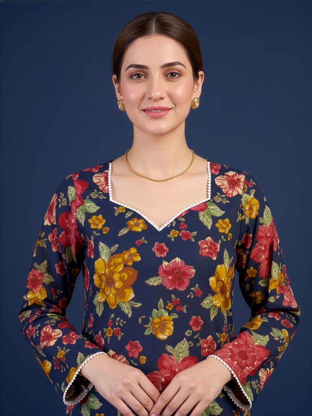 Women wear wholesale manufacturer India floral cotton kurti