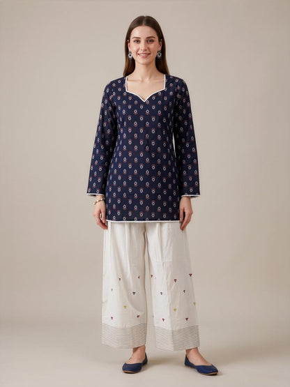 Blue Printed Cotton Kurti Women Wear Wholesale Manufacturer India