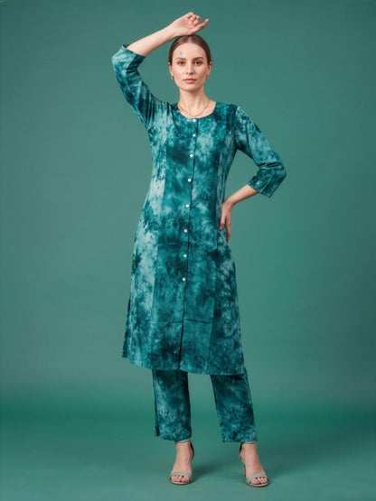 Women wear wholesale manufacturer India teal green cotton kurta set