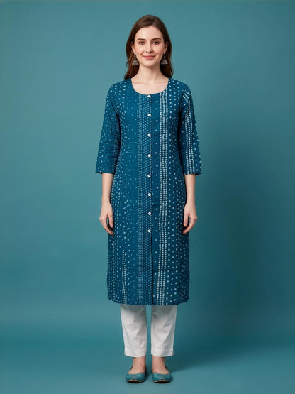 Neelufer Creation women wear manufacturer blue cotton printed kurti