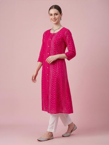 Neelufer Creation women wear manufacturer pink cotton printed kurti