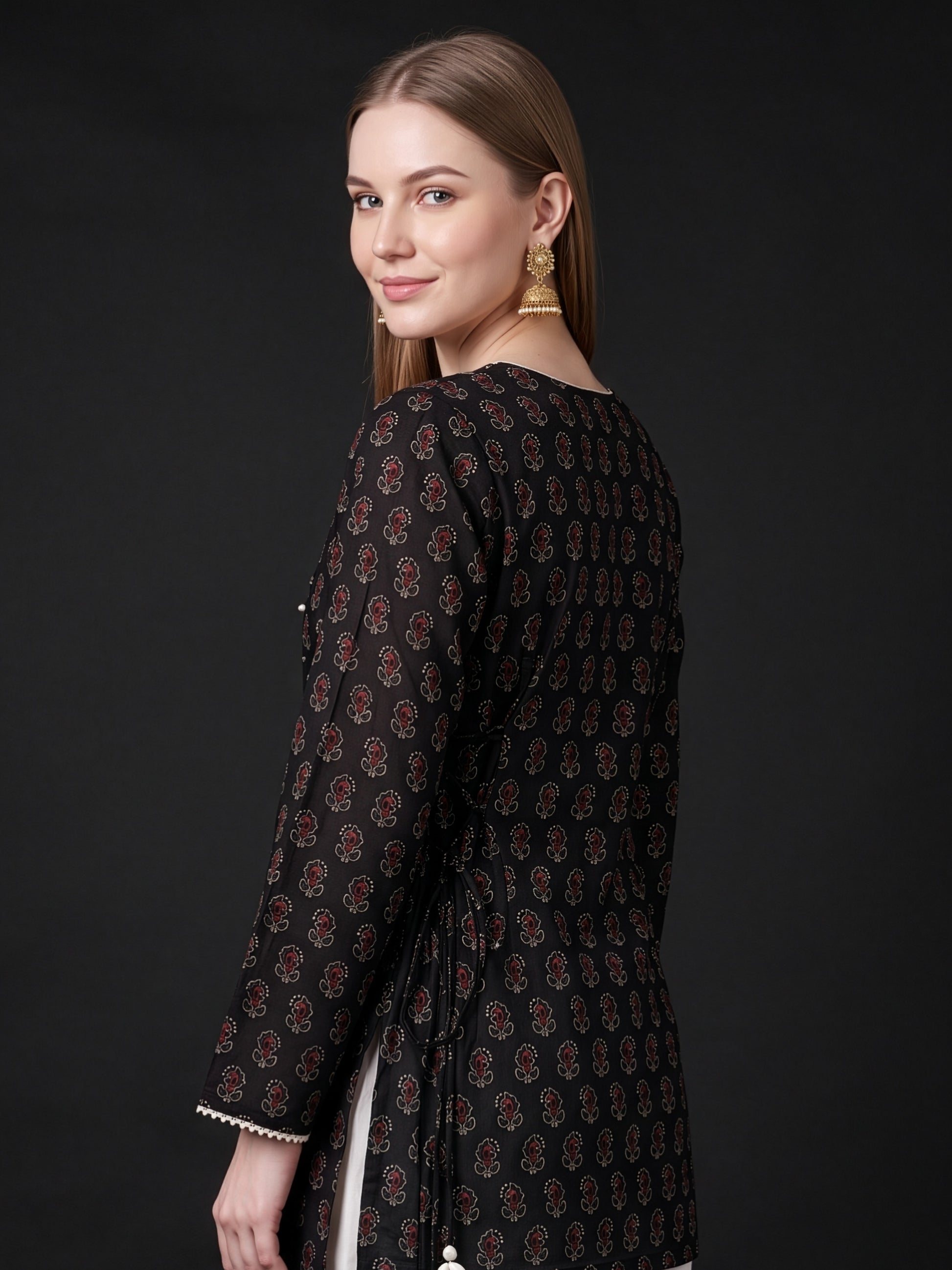 Women Wear Manufacturer India Brown Printed Cotton Farshi Set