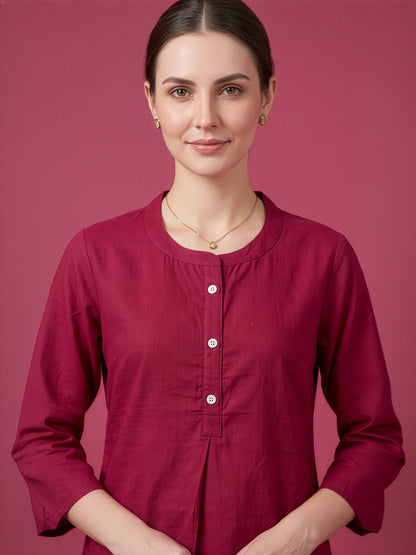 Maroon pure cotton top women wear wholesale manufacturer India