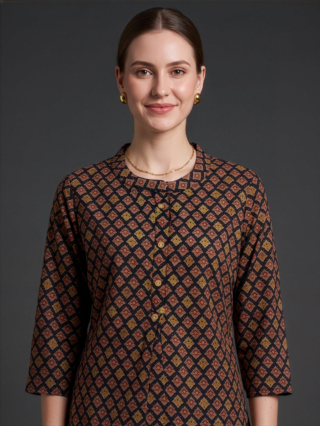 Black Ajrakh Cotton Top Wholesale Supplier India