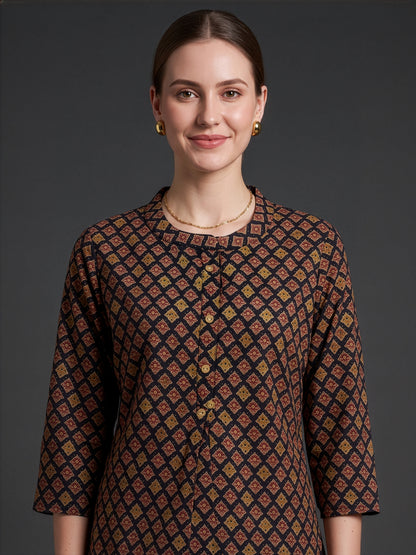 Black Ajrakh Cotton Top Wholesale Supplier India
