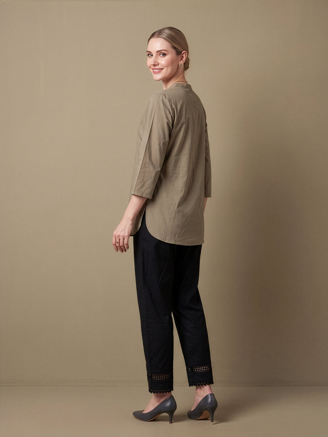 Beige Pure Cotton Top for Women Wholesale Manufacturer India
