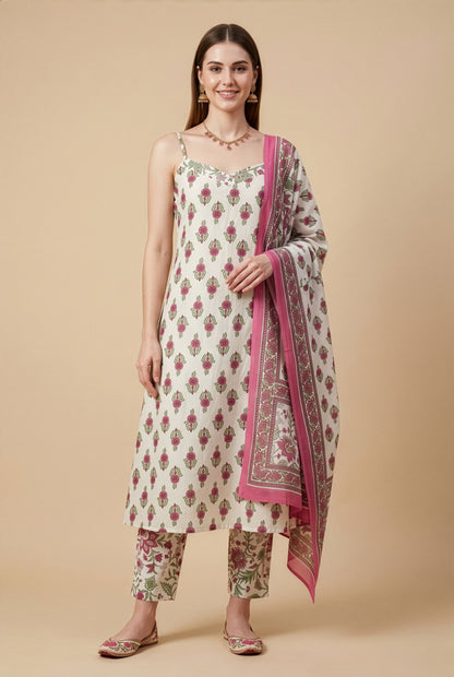 Elegant Floral Cotton Dupatta Set Wholesale Manufacturer for Women Fashion