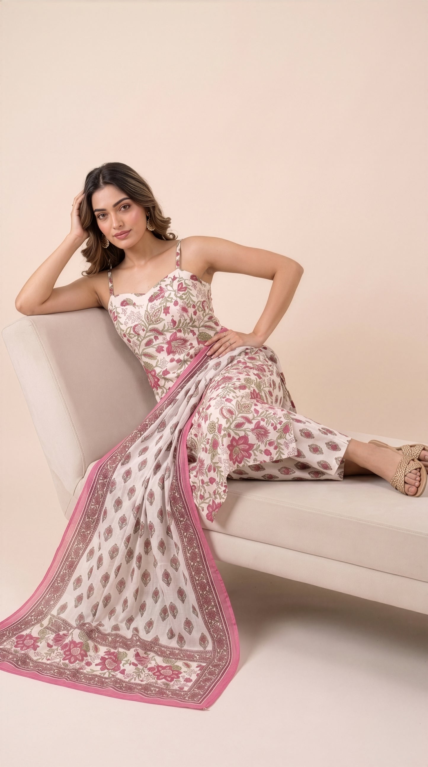 Elegant Floral Cotton Dupatta Set Wholesale Women Wear Manufacturer India