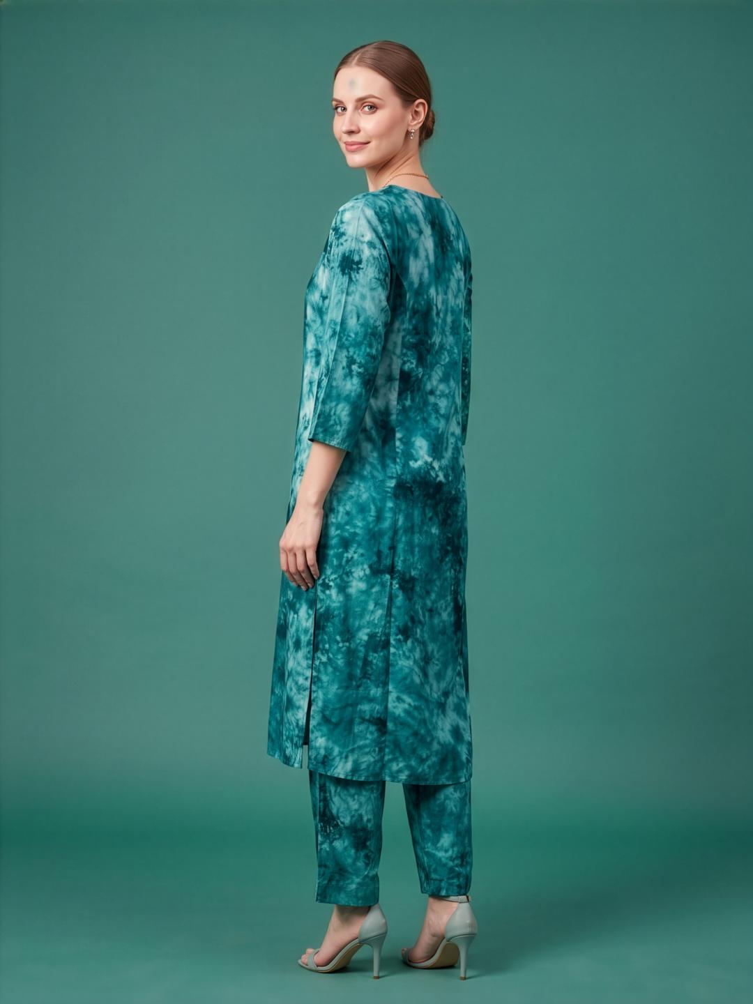 Neelufer Creation women wear manufacturer teal green cotton kurta set