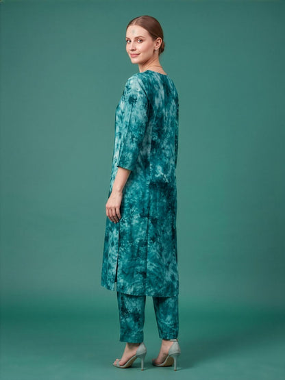 Neelufer Creation women wear manufacturer teal green cotton kurta set