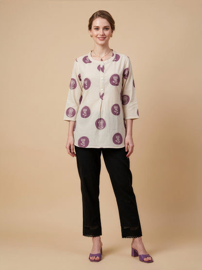 Purple Printed Cotton Flex Top Women Wear Wholesale Manufacturer India