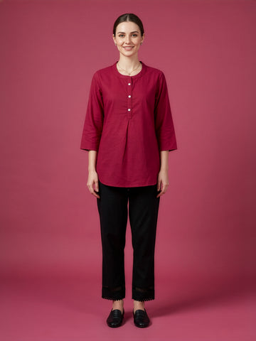 Maroon cotton top for women wholesale supplier India