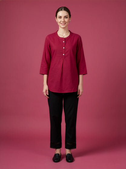 Maroon cotton top for women wholesale supplier India