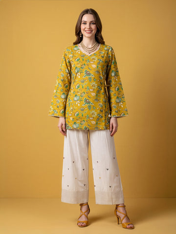 Mustard Printed Cotton Farshi Salwar Set Wholesale Manufacturer India