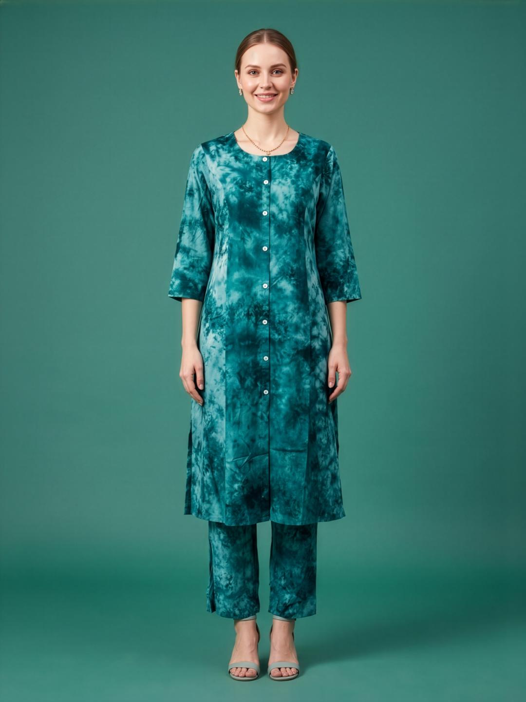 Cotton kurti wholesale manufacturer India premium teal kurta set