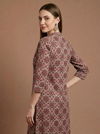 kurti manufacturer Jaipur beige cotton ethnic wear wholesale India