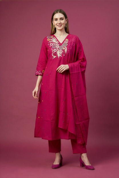 women wear manufacturer Jaipur eco friendly pink cotton dupatta set