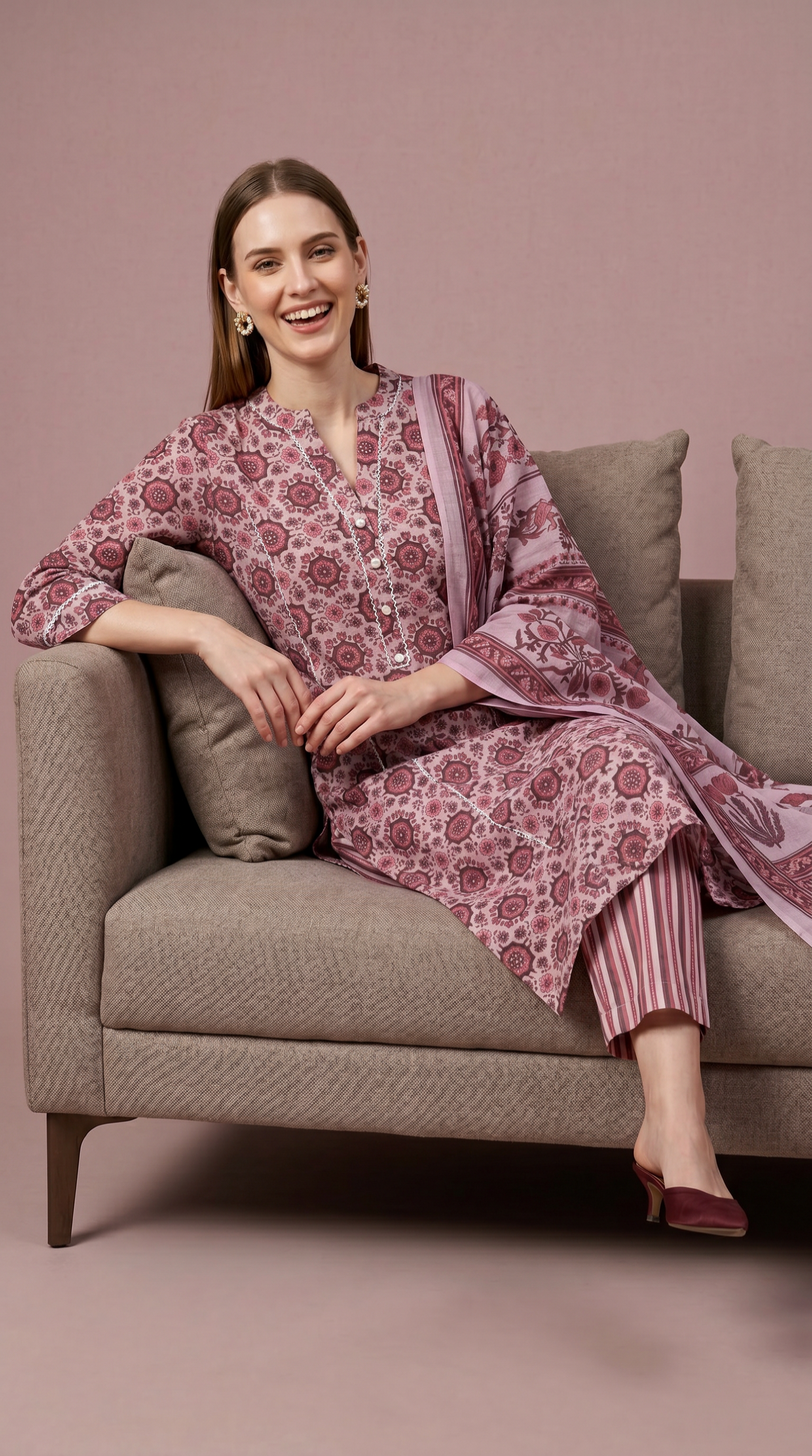women wear manufacturer Jaipur eco friendly pink cotton dupatta set