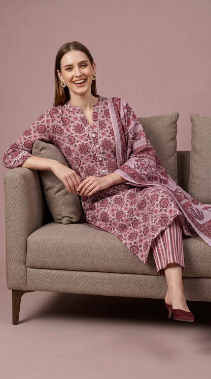 women wear manufacturer Jaipur eco friendly pink cotton dupatta set