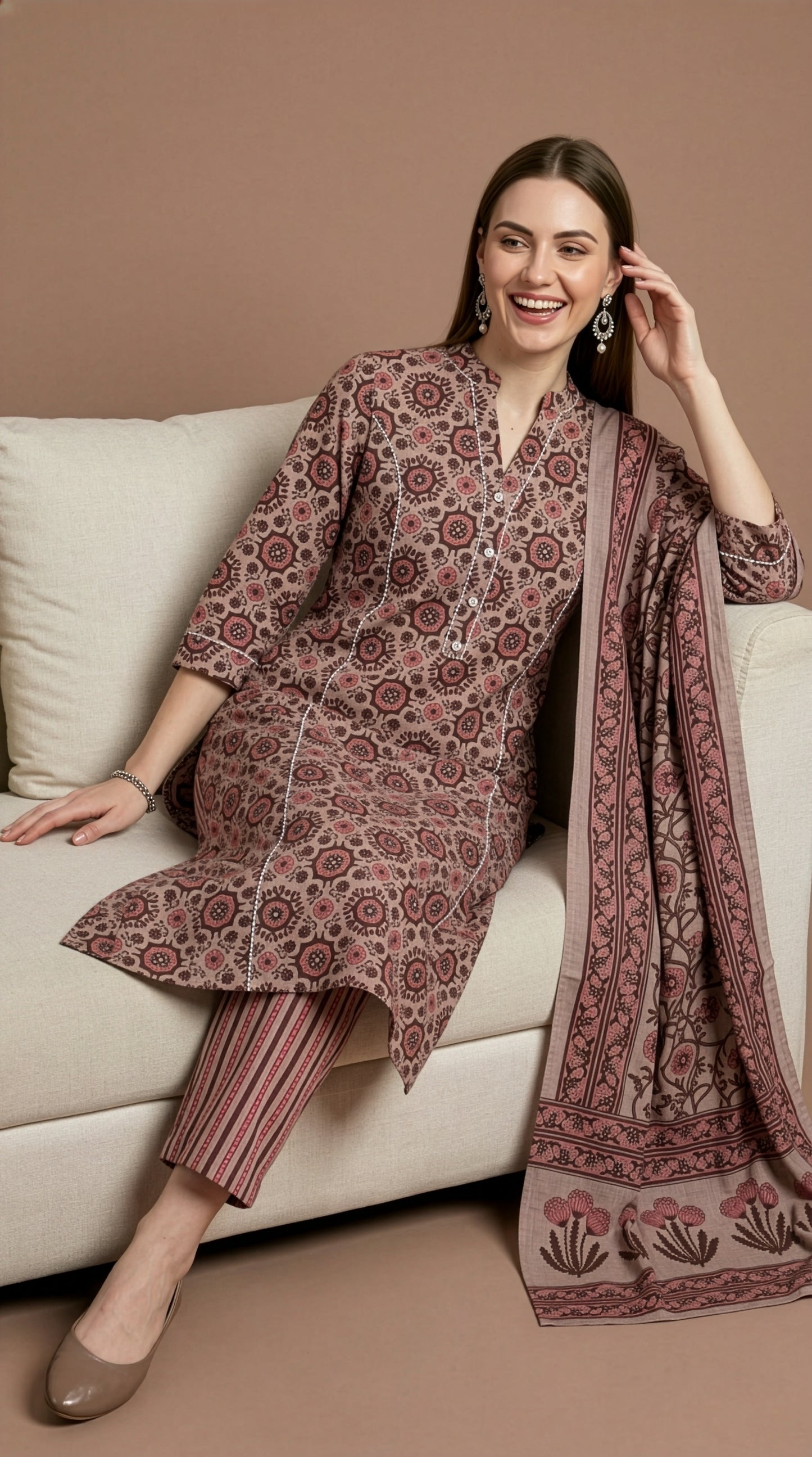 wholesale cotton kurtis supplier women wear bulk supplier India beige set