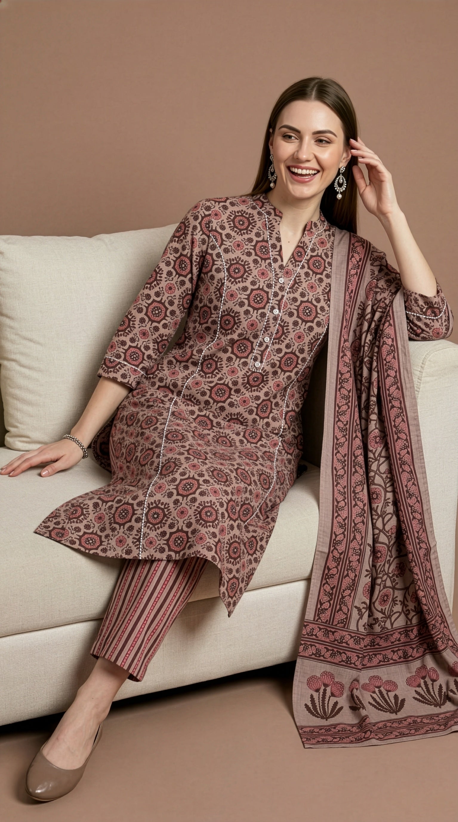 wholesale cotton kurtis supplier women wear bulk supplier India beige set