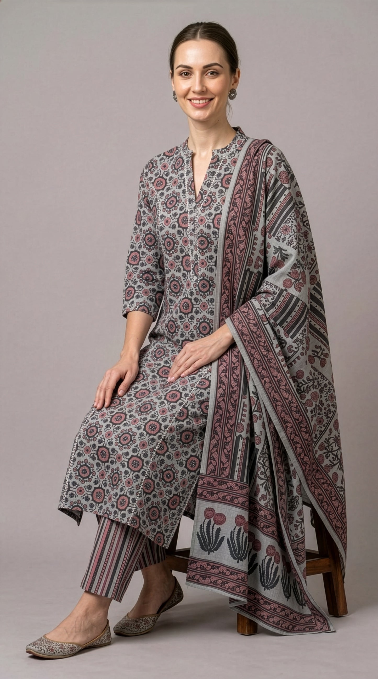 kurti manufacturer Jaipur grey cotton ethnic wear wholesale India