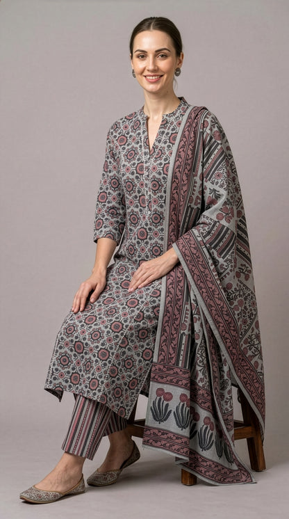 kurti manufacturer Jaipur grey cotton ethnic wear wholesale India