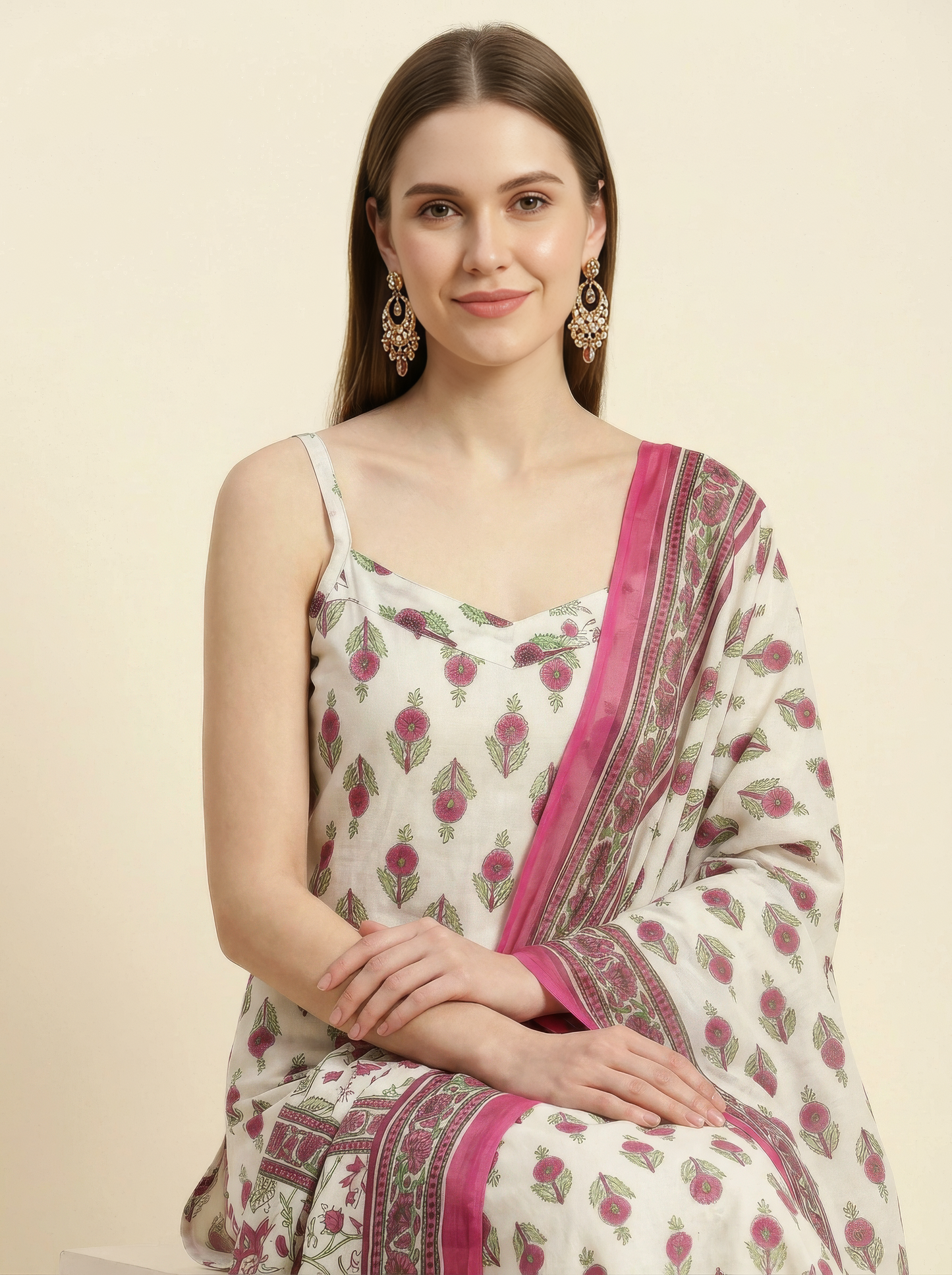 Elegant Floral Cotton Dupatta Set Wholesale Manufacturer for Women Fashion