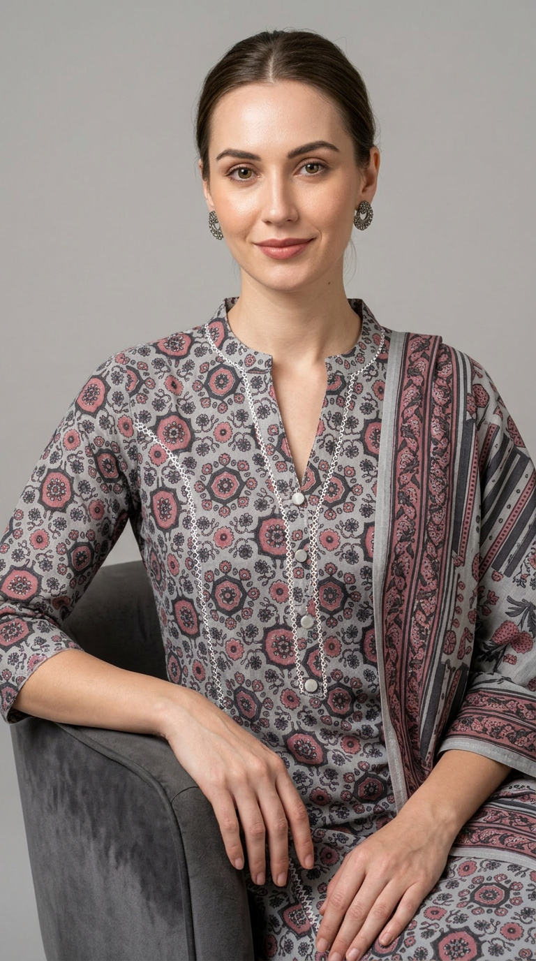 wholesale cotton kurtis supplier women wear bulk supplier India grey set