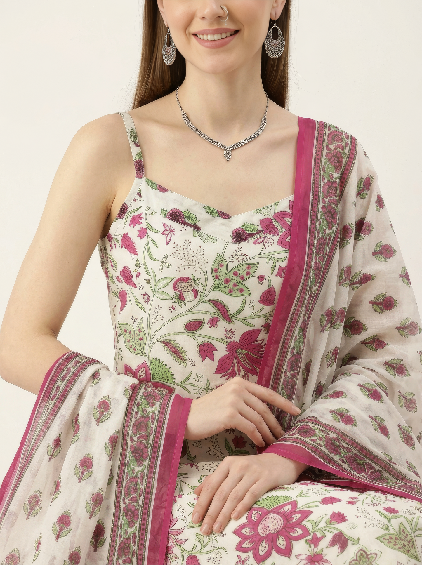 Elegant Floral Cotton Dupatta Set Wholesale Women Wear Manufacturer India