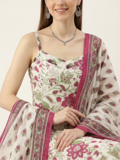 Elegant Floral Cotton Dupatta Set Wholesale Women Wear Manufacturer India