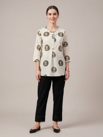 Grey Printed Cotton Flex Top Women Wear Wholesale Manufacturer India