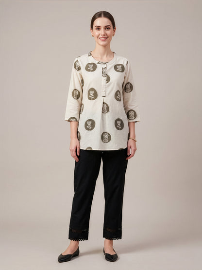 Grey Printed Cotton Flex Top Women Wear Wholesale Manufacturer India