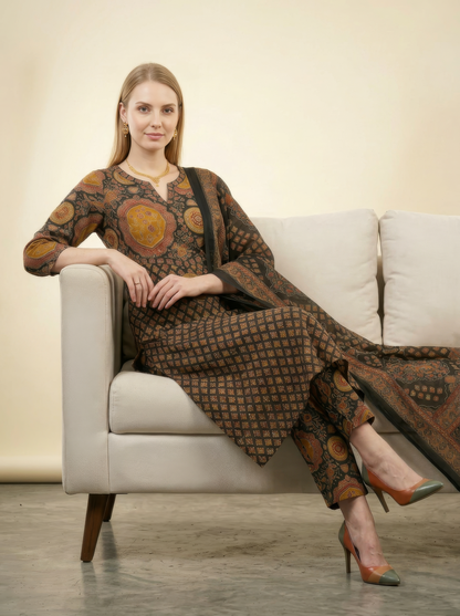 Premium Black Printed Cotton Dupatta Set Wholesale Women Wear Collection