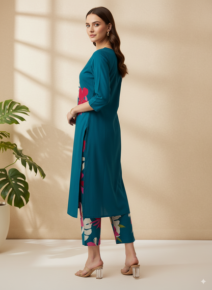 Teal cotton kurta set wholesale manufacturer