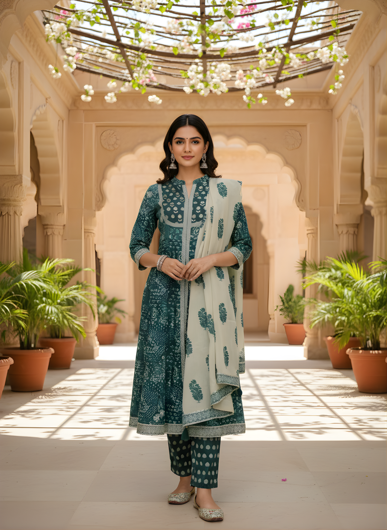 Women pure cotton dupatta set bulk supply