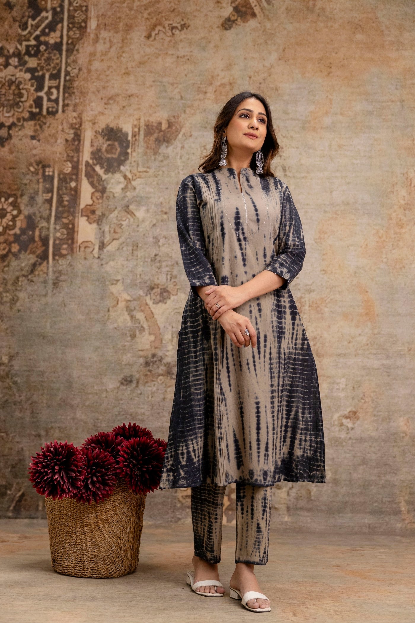 Indigo printed kurta set for boutique resale