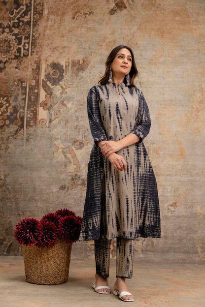 Indigo printed kurta set for boutique resale