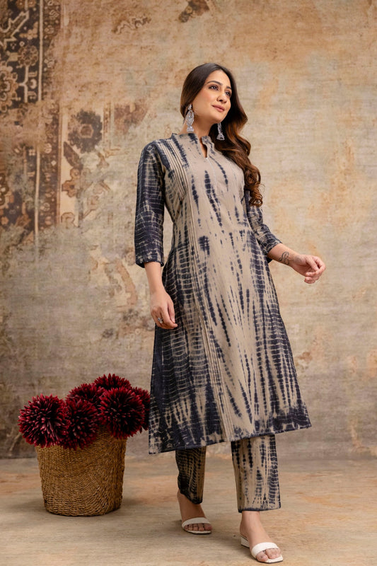 Indigo tie dye kurta set for women wholesale