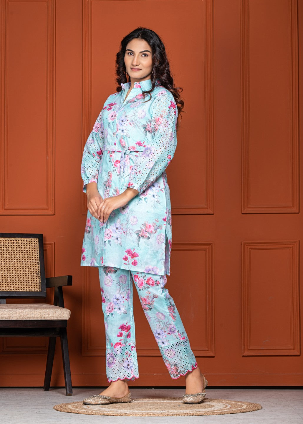 Floral Shipli Fabric Belted Cord Set – Women Wear Wholesale Collection