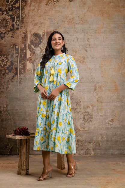 Lightweight cotton ethnic dress for women