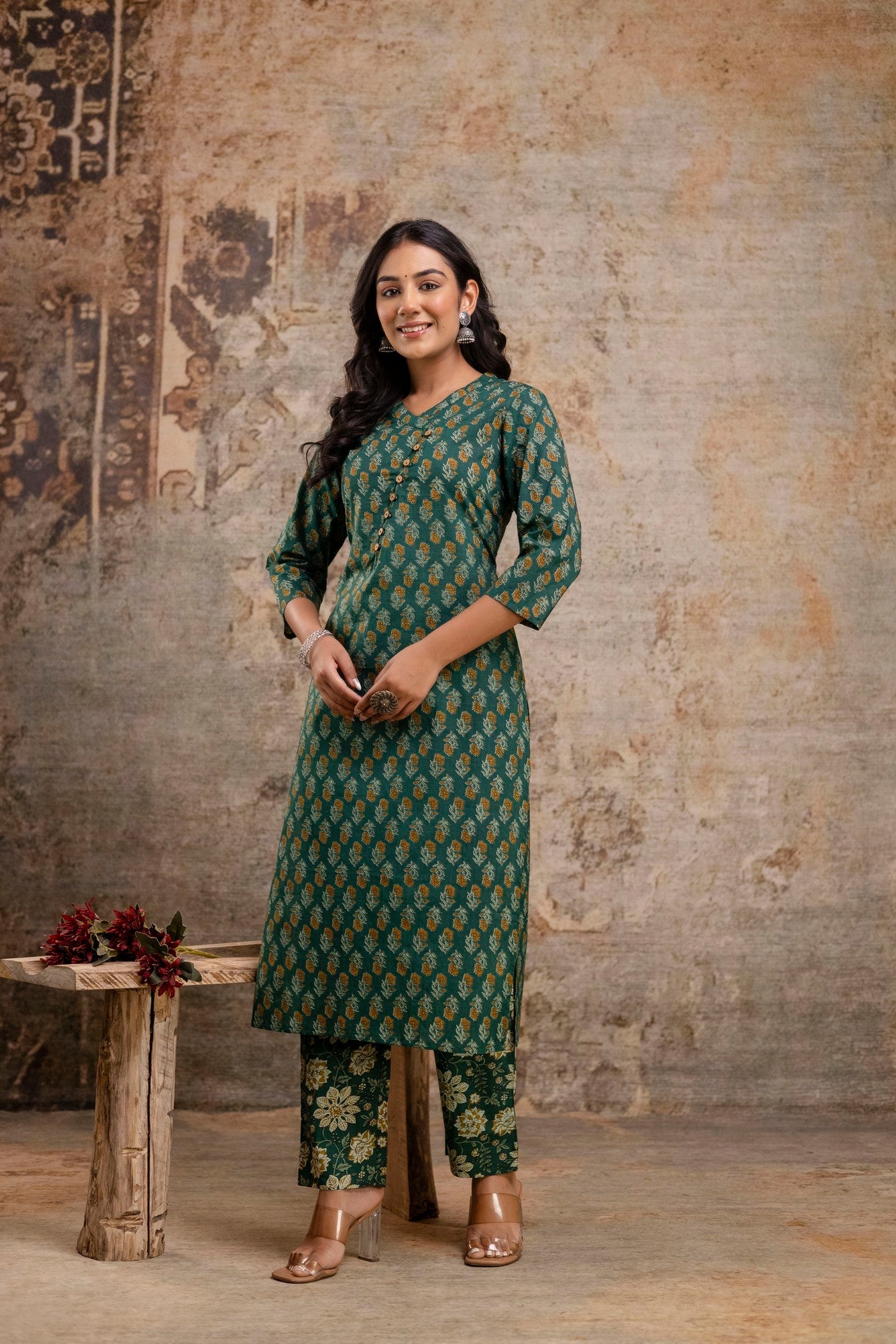 Pure Cotton Green Printed Kurta Set – Wholesale Manufacturer Women Wear