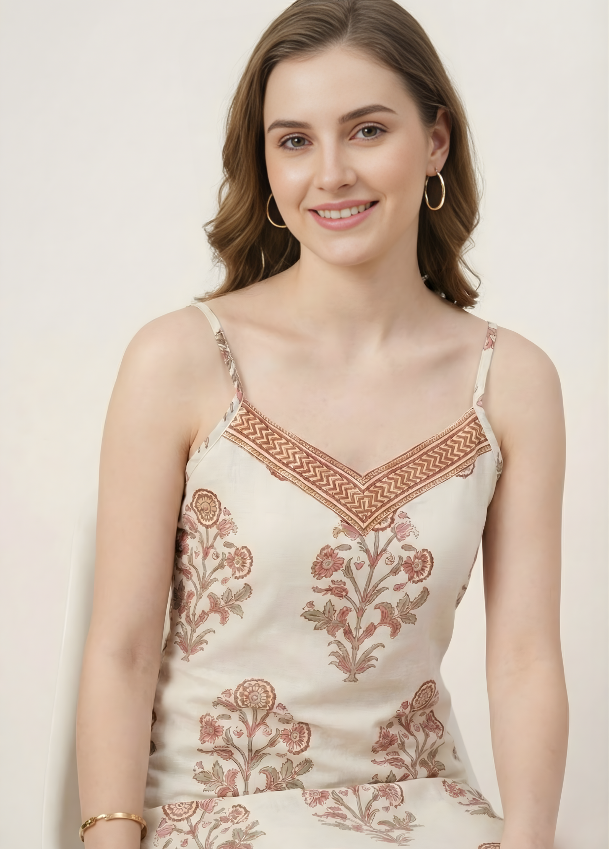 Ivory mustard floral mul cotton kurti wholesale manufacturer