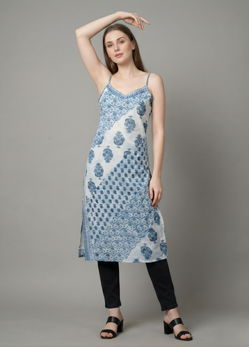 Indigo Blue Printed Mul Cotton Kurti – Wholesale Manufacturer for Women’s Summer Wear