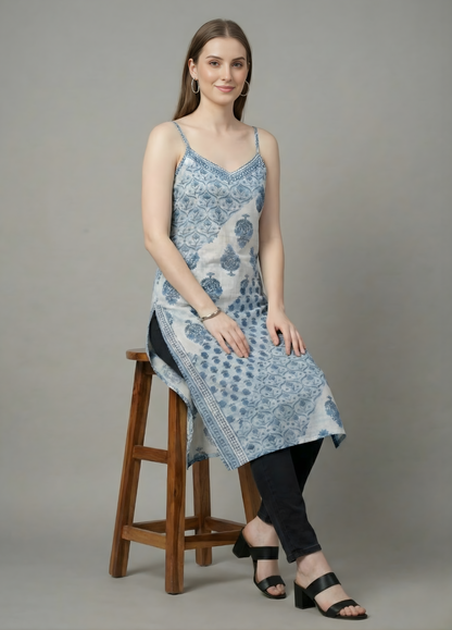 Indigo Blue Printed Mul Cotton Kurti – Wholesale Manufacturer for Women’s Summer Wear